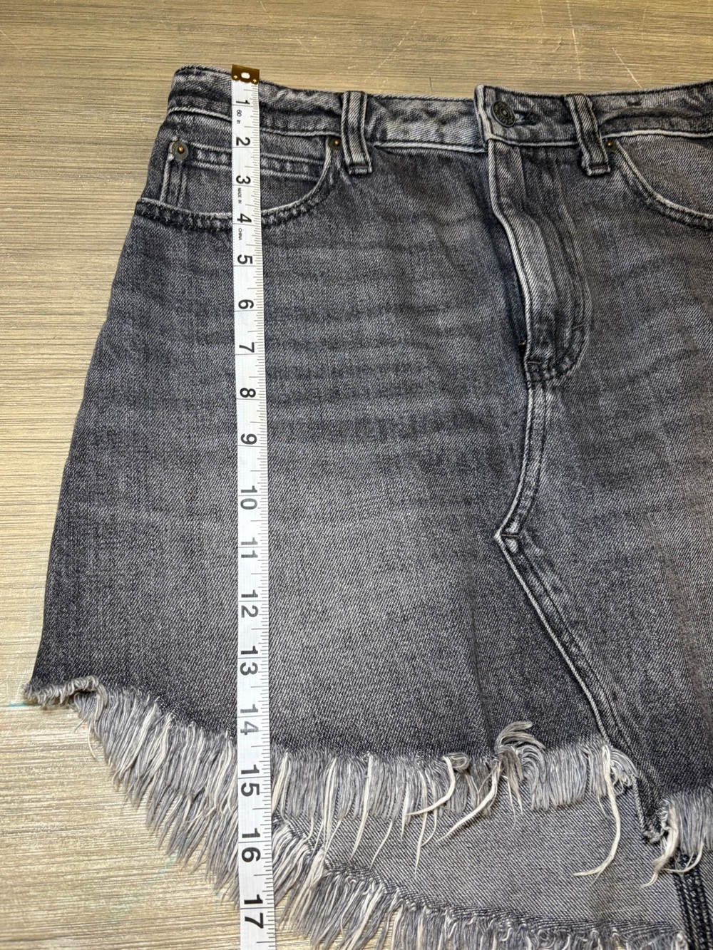 We the Free Bailey Fringe Denim Mini Skirt in Western Washed Black size 27 - Picture 8 of 8